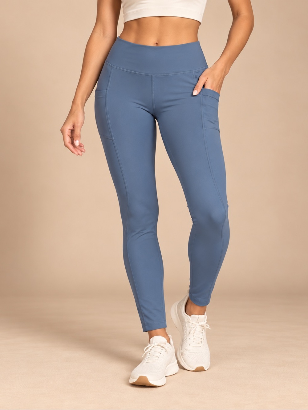 Baleaf Blue High Rise Side Pocket Performance Leggings 2XL